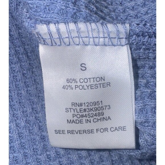 Hippie Rose Women’s Blue Waffle Knit Button Down Long Sleeve Blouse Top Sz S - Picture 6 of 9